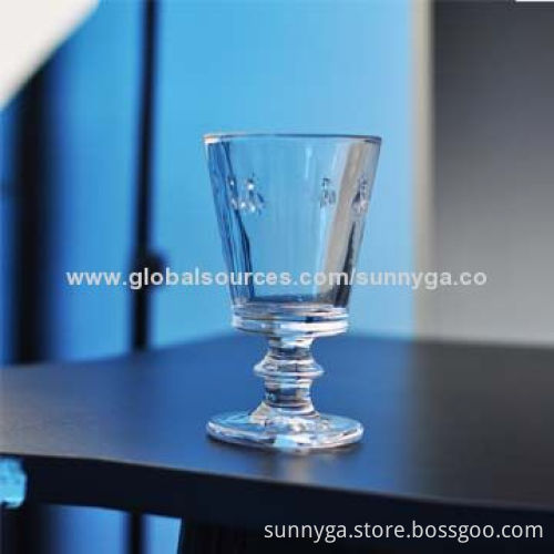Semi Automatic Press Glass Candle Goblet with Embossed Logo and 13OZ Capacity